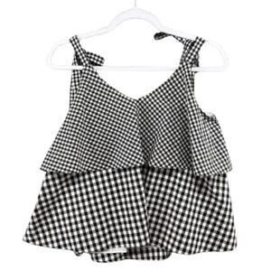 NWT Prose & Poetry Gingham Tank Top Black and White Combo XS Cotton